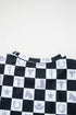 Western Style Checkerboard Print Relaxed Side Split T Shirt