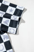 Western Style Checkerboard Print Relaxed Side Split T Shirt