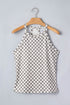 Western Style Checkered Print Textured Halter Tank Top