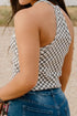 Western Style Checkered Print Textured Halter Tank Top