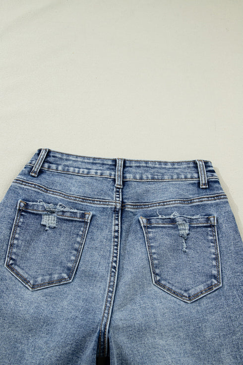 Western Style Cuffed Straight Loose Denim Jeans