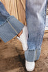 Western Style Cuffed Straight Loose Denim Jeans
