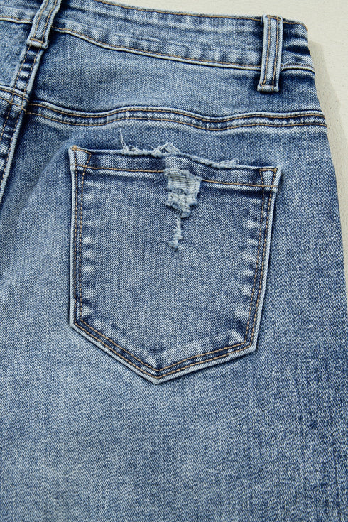Western Style Cuffed Straight Loose Denim Jeans