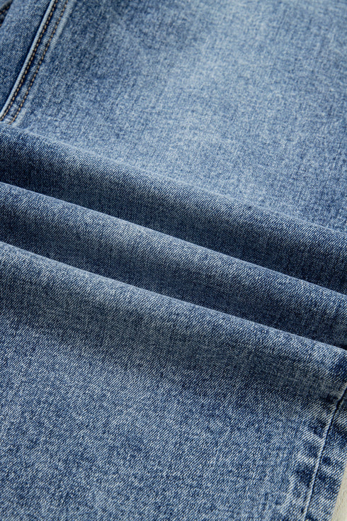 Western Style Cuffed Straight Loose Denim Jeans