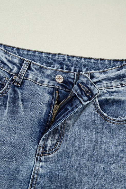 Western Style Cuffed Straight Loose Denim Jeans
