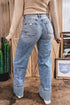Western Style Cuffed Straight Loose Denim Jeans