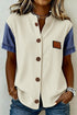 Western Style Denim Patchwork Short Sleeve Ribbed Shirt