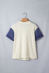 Western Style Denim Patchwork Short Sleeve Ribbed Shirt
