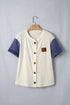 Western Style Denim Patchwork Short Sleeve Ribbed Shirt