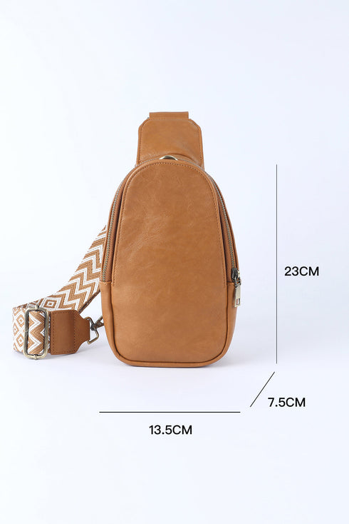 Western Style Faux Leather Multi Compartment Sling Bag