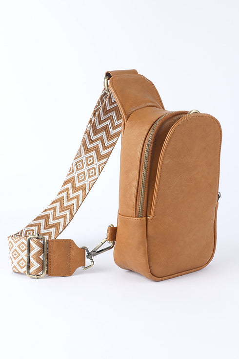 Western Style Faux Leather Multi Compartment Sling Bag