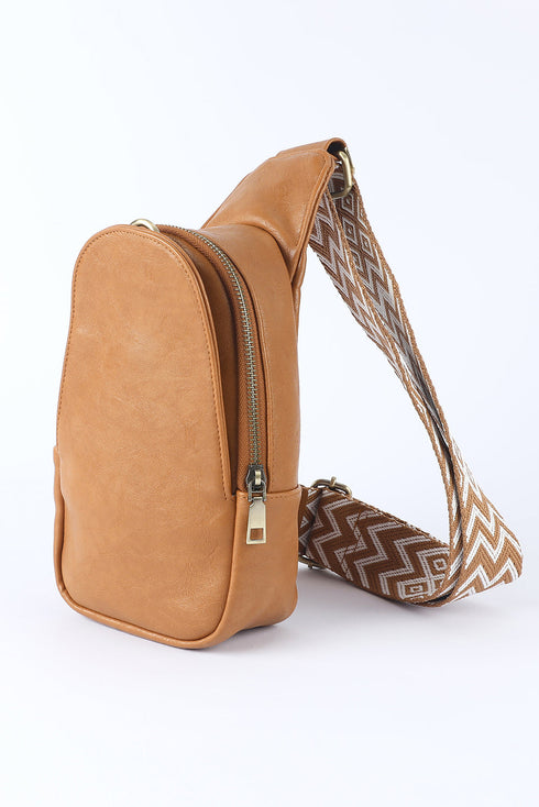 Western Style Faux Leather Multi Compartment Sling Bag