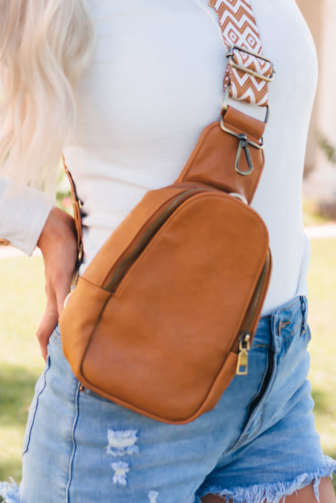Western Style Faux Leather Multi Compartment Sling Bag