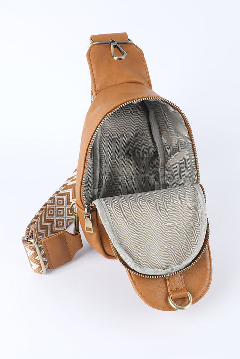 Western Style Faux Leather Multi Compartment Sling Bag