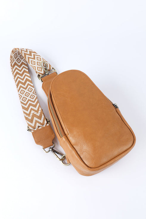 Western Style Faux Leather Multi Compartment Sling Bag