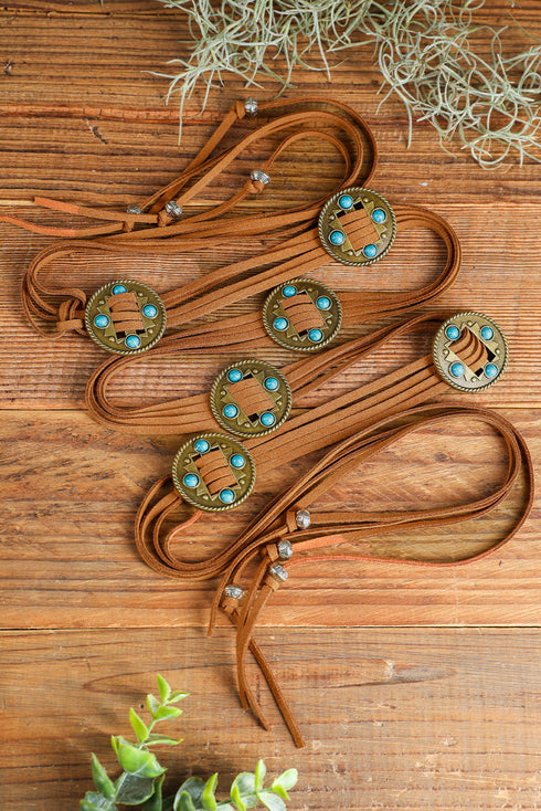 Western Style Layered Cord Stone Tassel Belt