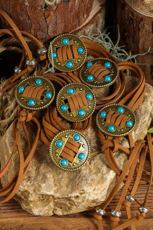 Western Style Layered Cord Stone Tassel Belt