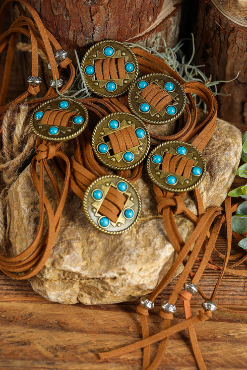 Western Style Layered Cord Stone Tassel Belt