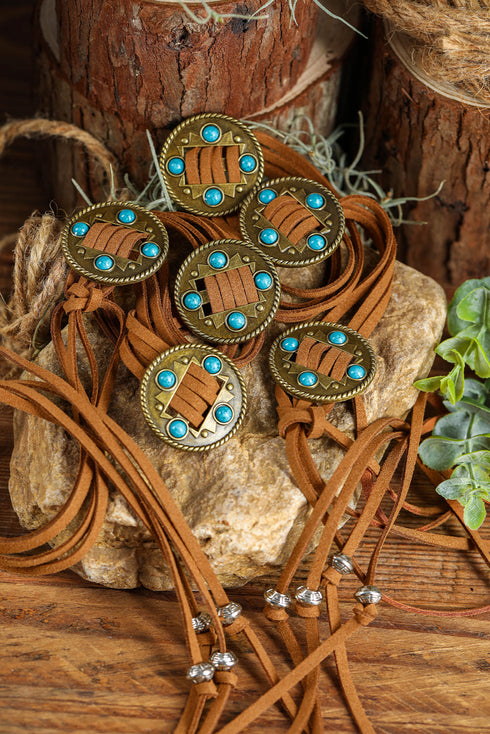 Western Style Layered Cord Stone Tassel Belt