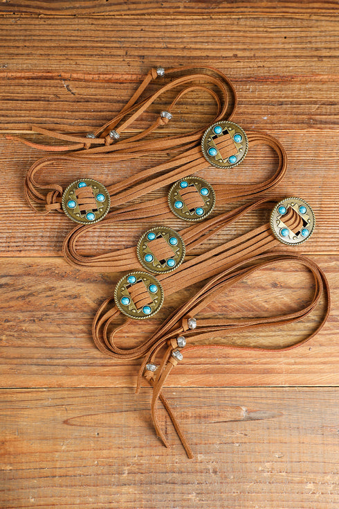 Western Style Layered Cord Stone Tassel Belt