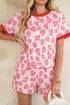 Western Style Leopard Print Contrast Trim Short Set
