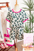 Western Style Leopard Print Contrast Trim Short Set