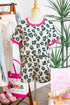Western Style Leopard Print Contrast Trim Short Set