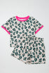 Western Style Leopard Print Contrast Trim Short Set