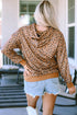 Western Style Leopard Print Cropped Drawstring Hoodie