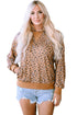 Western Style Leopard Print Cropped Drawstring Hoodie