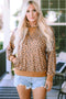 Western Style Leopard Print Cropped Drawstring Hoodie
