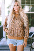Western Style Leopard Print Cropped Drawstring Hoodie