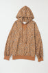 Western Style Leopard Print Cropped Drawstring Hoodie