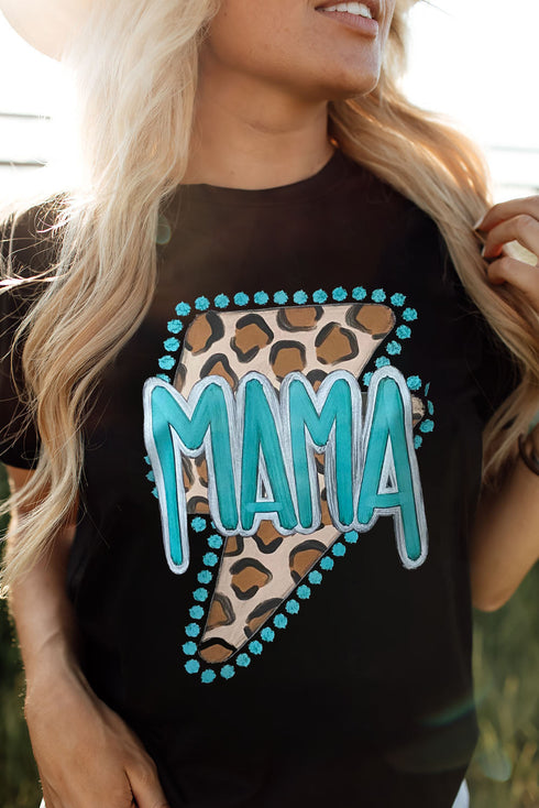 Western Style Leopard Print Lightning Graphic Tee