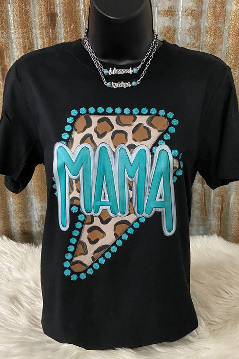 Western Style Leopard Print Lightning Graphic Tee