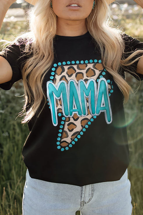 Western Style Leopard Print Lightning Graphic Tee