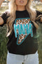 Western Style Leopard Print Lightning Graphic Tee