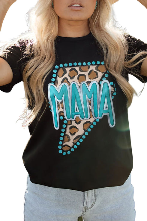 Western Style Leopard Print Lightning Graphic Tee