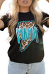 Western Style Leopard Print Lightning Graphic Tee