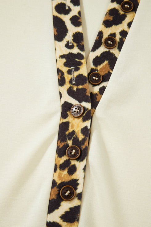 Western Style Leopard Print Patchwork Polo Tee