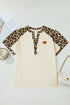Western Style Leopard Print Patchwork Polo Tee