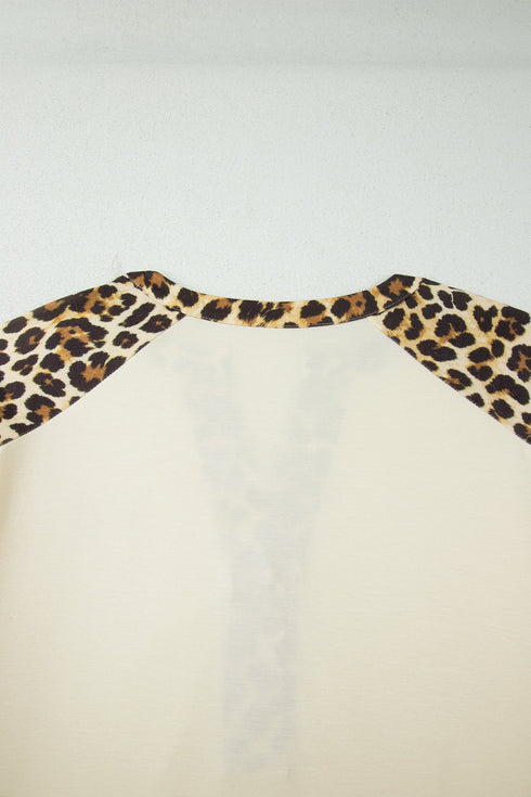 Western Style Leopard Print Patchwork Polo Tee