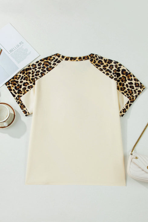 Western Style Leopard Print Patchwork Polo Tee