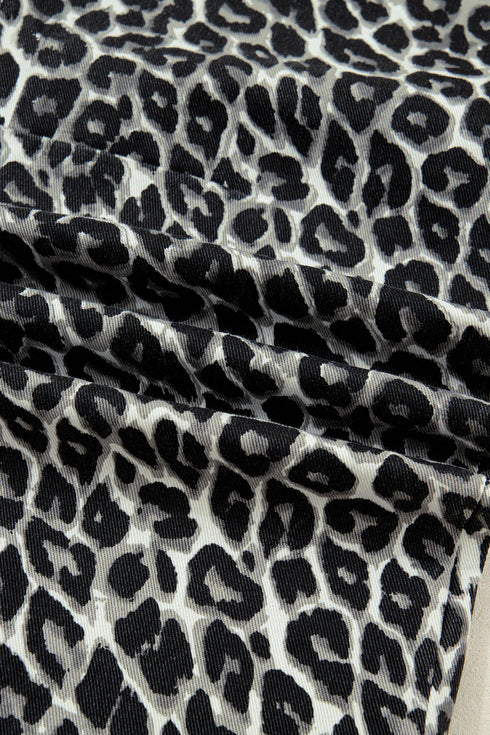 Western Style Leopard Print Relaxed Barrel Jeans