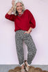 Western Style Leopard Print Relaxed Barrel Jeans