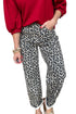 Western Style Leopard Print Relaxed Barrel Jeans