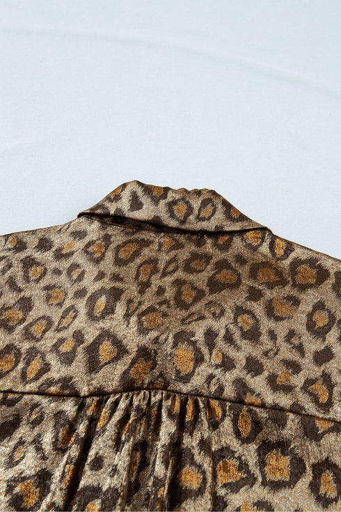 Western Style Leopard Print Short Sleeve Dolman Shirt