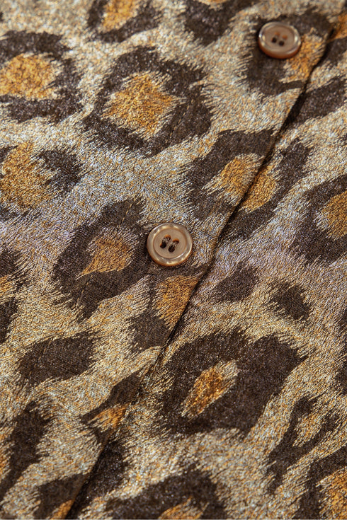 Western Style Leopard Print Short Sleeve Dolman Shirt