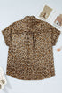 Western Style Leopard Print Short Sleeve Dolman Shirt