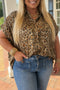 Western Style Leopard Print Short Sleeve Dolman Shirt